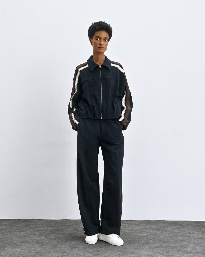 Pants With Elasticated Waist And Contrast Details - Access Fashion