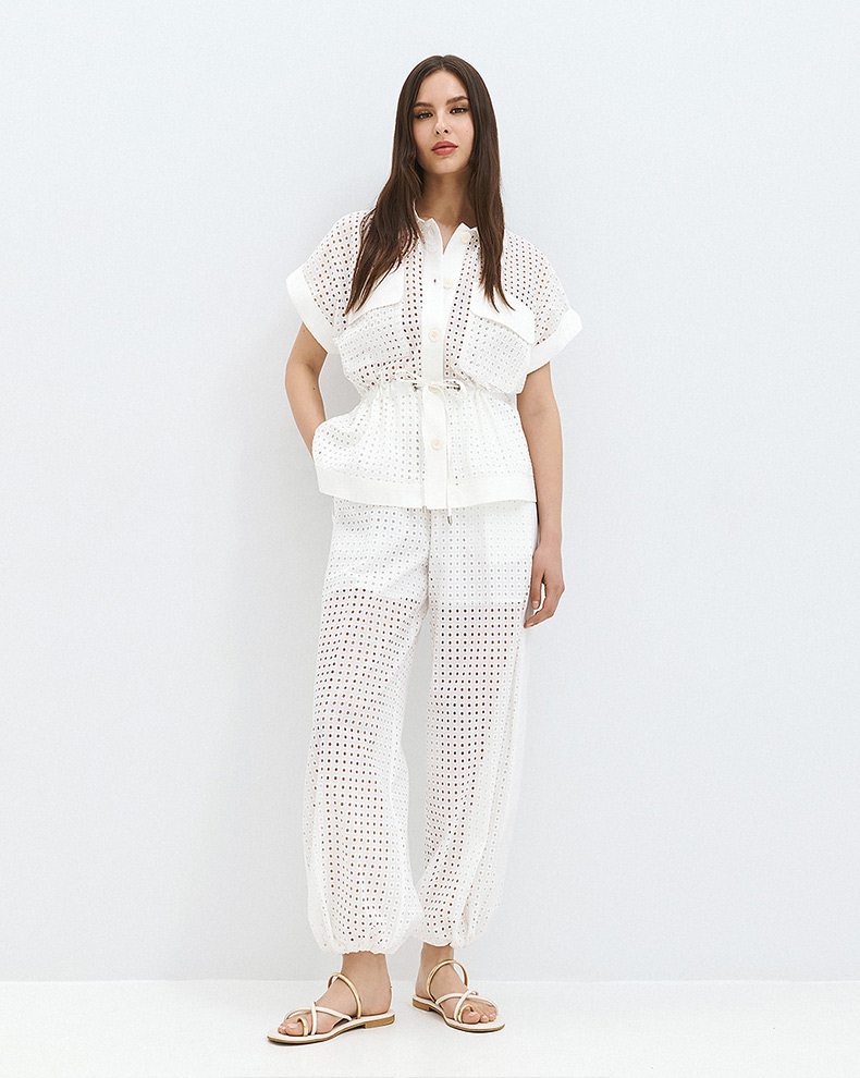 Perforated Pants With Adjustable Elastic - Access Fashion