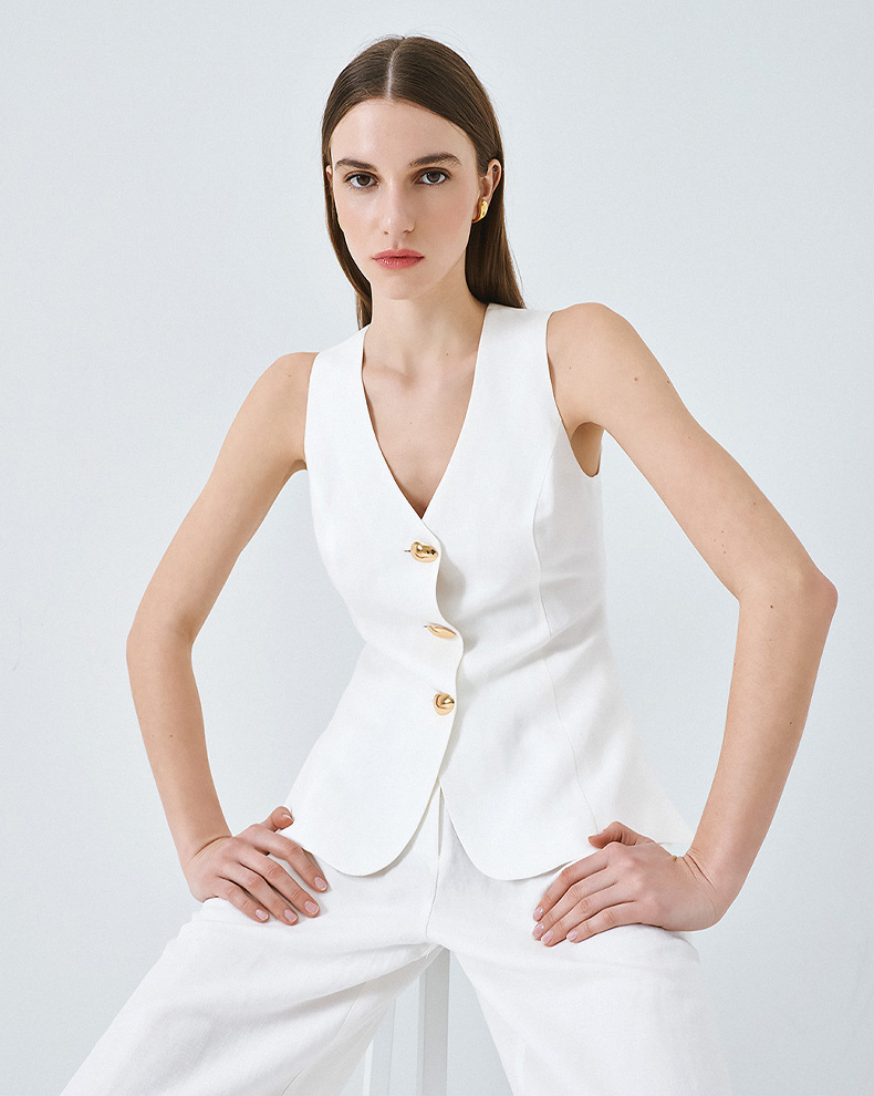 Vest Top With Metal Buttons - Access Fashion