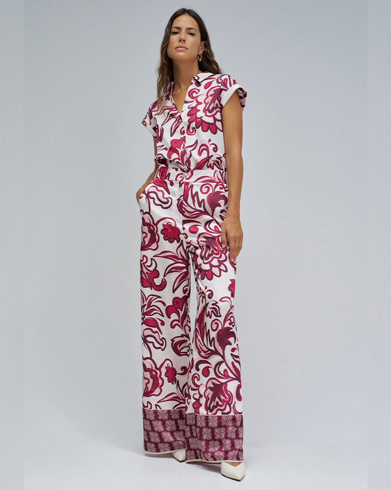 HIGH WAIST FLORAL PRINT TROUSERS - Salsa Jeans