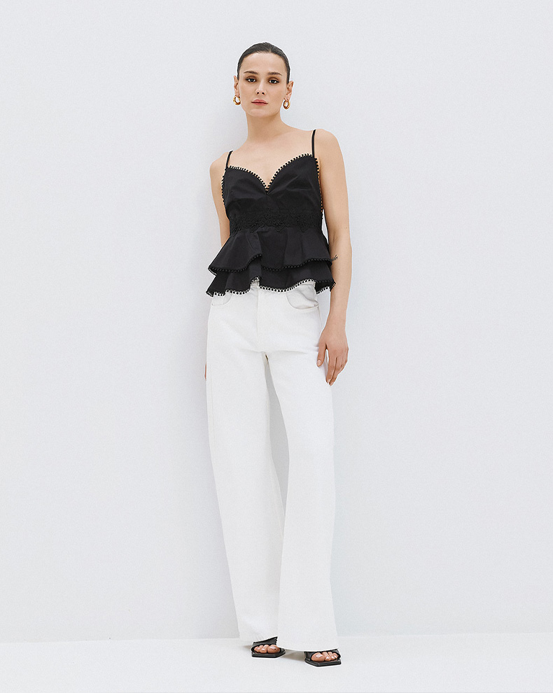 Top With Ruffles And Lace- Access Fashion