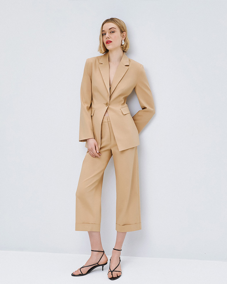 Cropped Pants With Turn Up Hems - Access Fashion