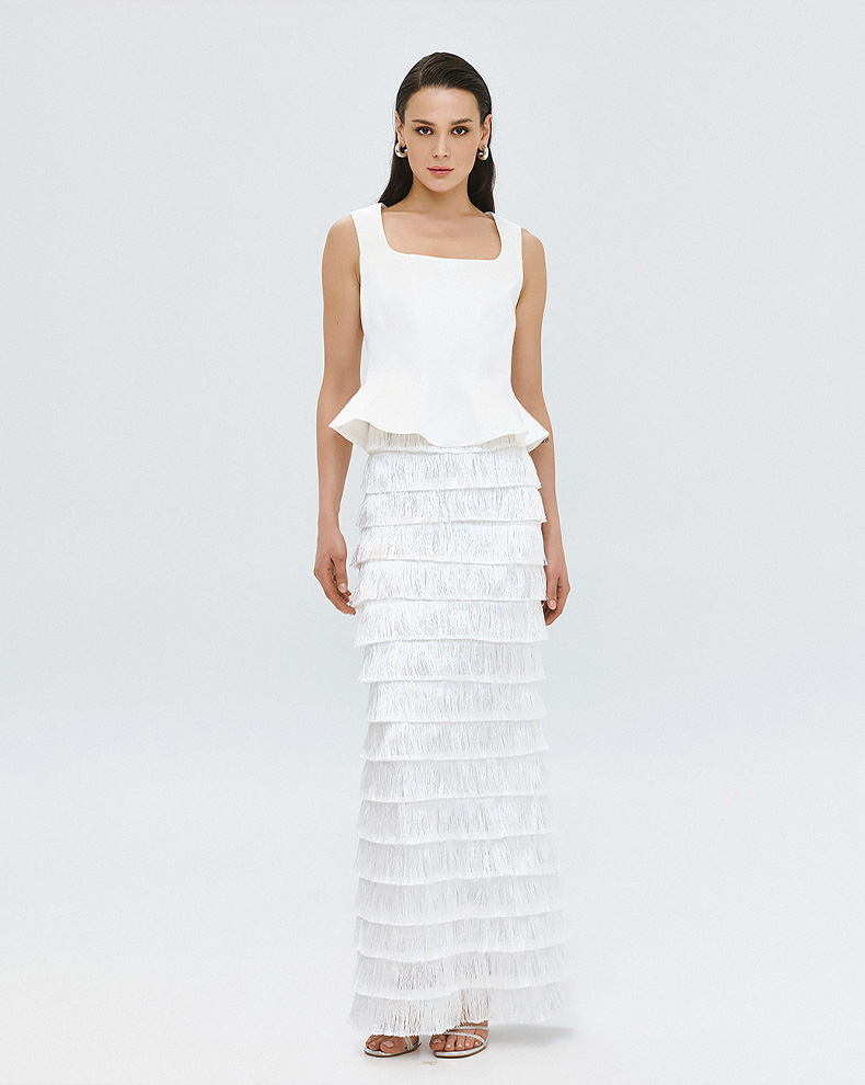 MIDI SKIRT WITH FRINGES - Access Fashion