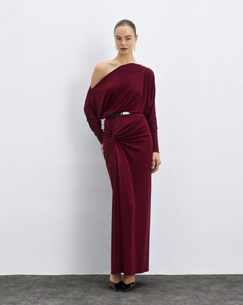 Maxi Dress With Knot Detail And Ruching - Access Fashion