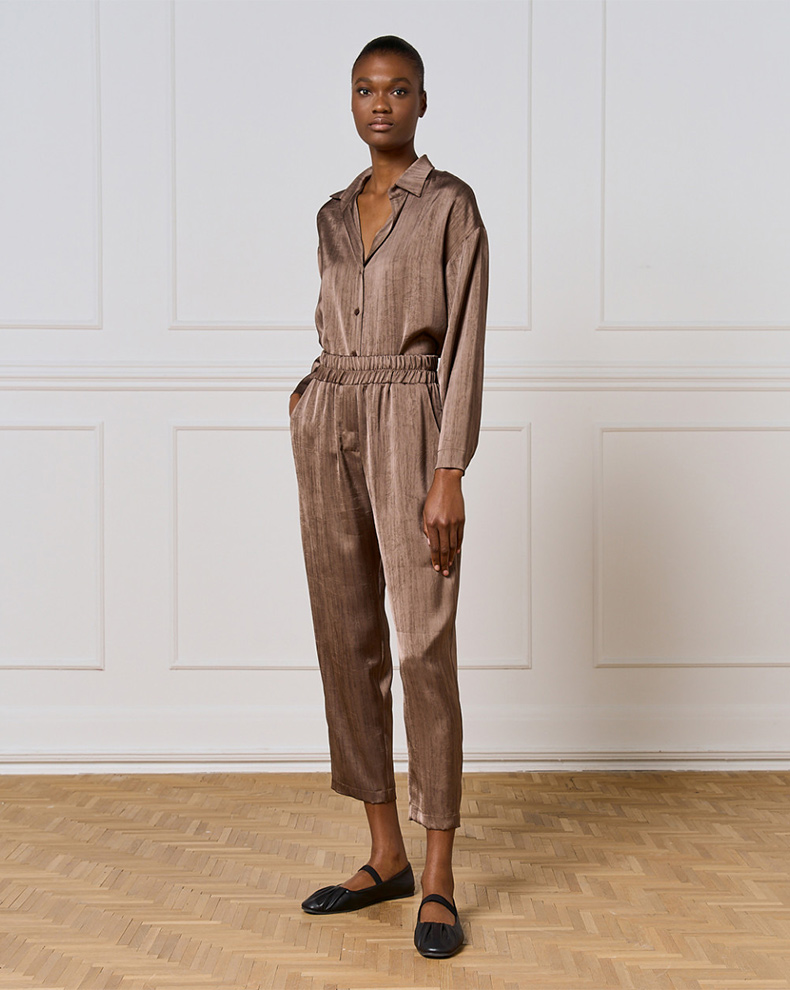 SATIN SHIRT WITH CRINKLED EFFECT