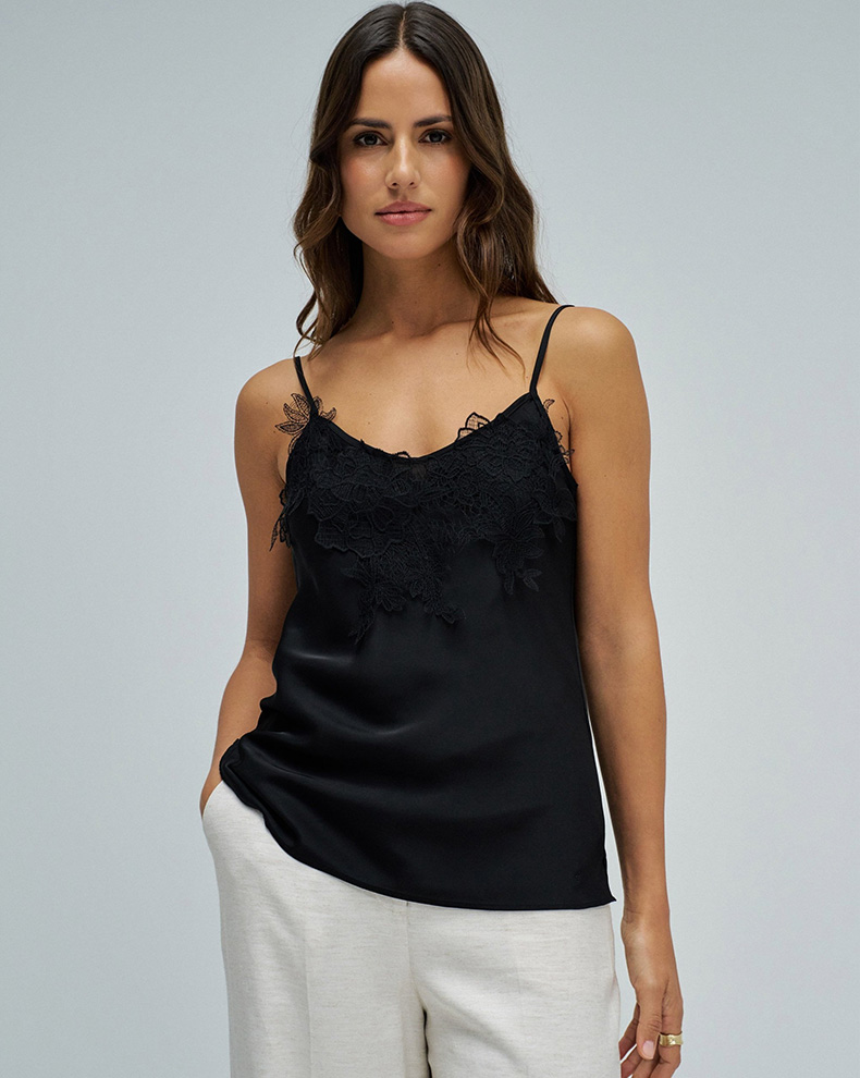 SATIN TOP WITH LACE - Salsa Jeans
