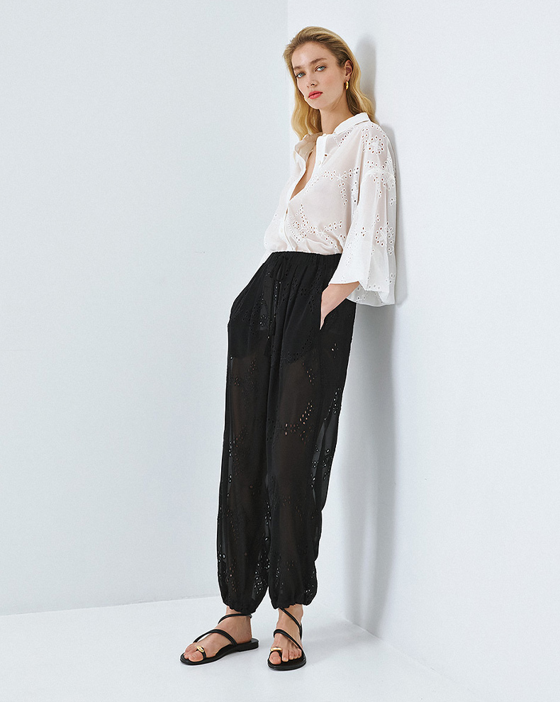 Translucent Embroidered Trousers - Access Fashion