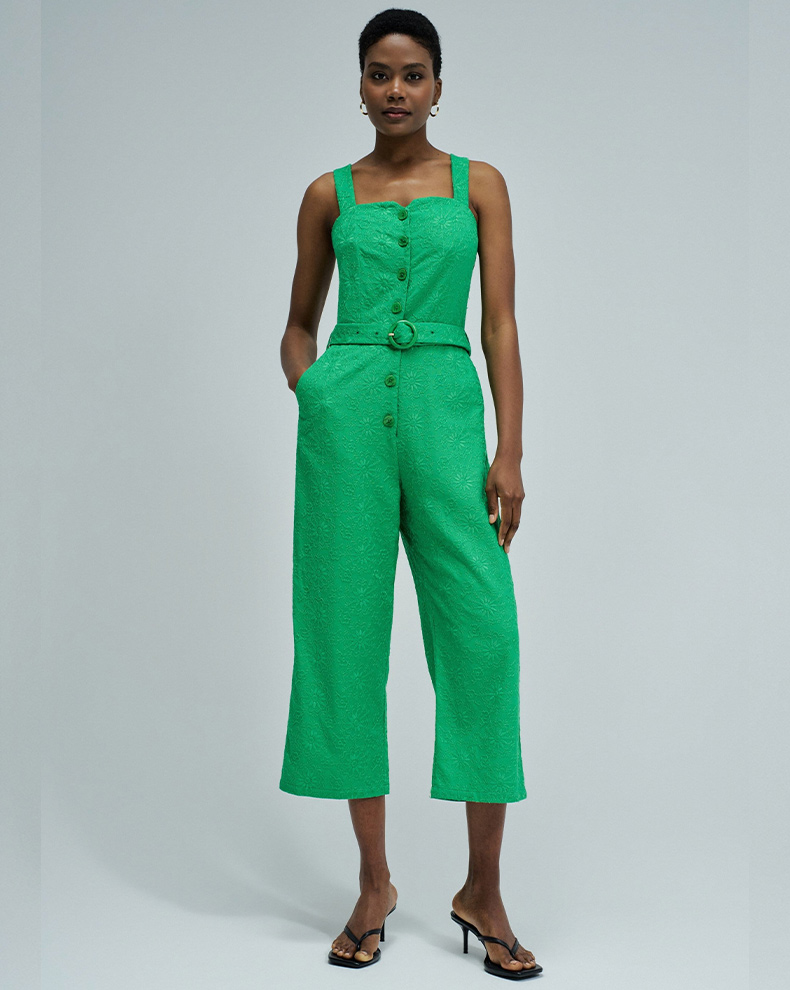 Embroidered Jumpsuit With Linen - Salsa Jeans