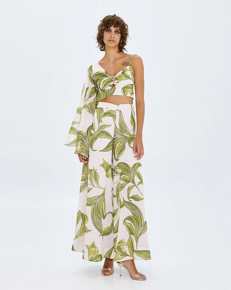 Printed top with one sleeve - Access Fashion