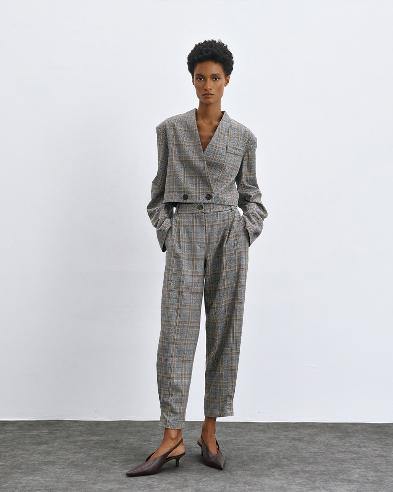Plaid pants with pleats - Access Fashion