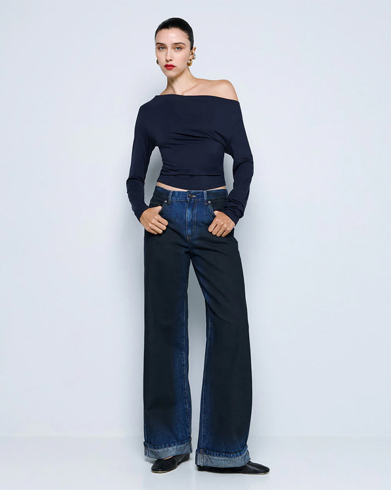 Long-sleeved draped blouse-Access Fashion