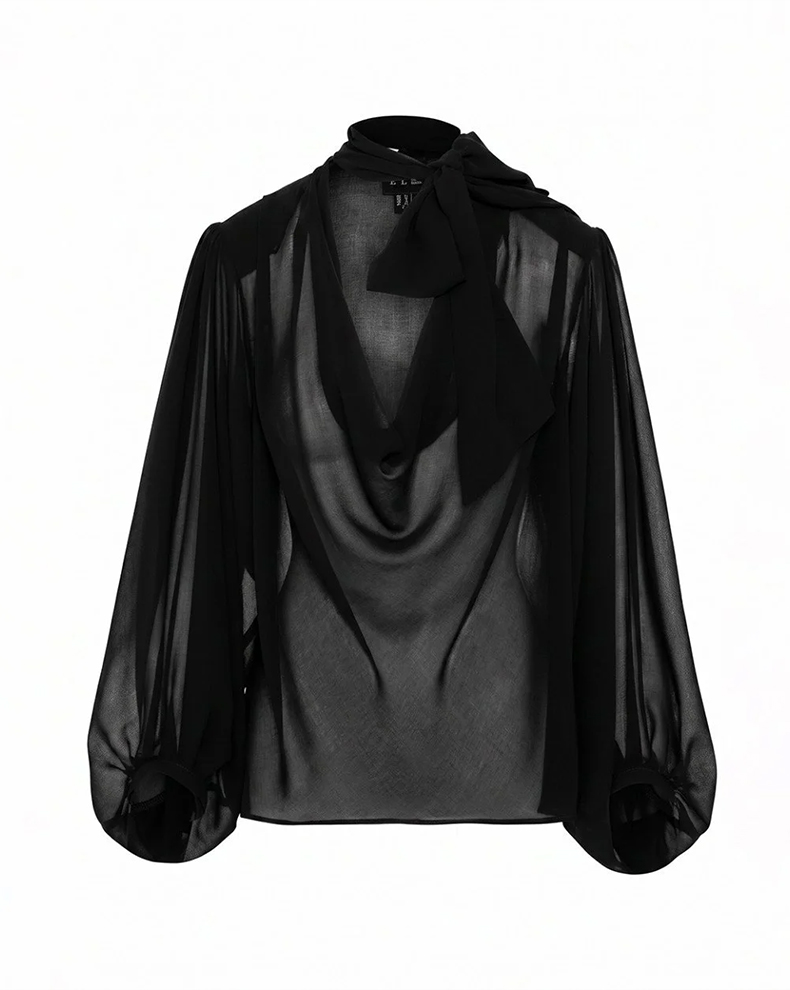 Draped Blouse With Detachable Scarf - Access Fashion