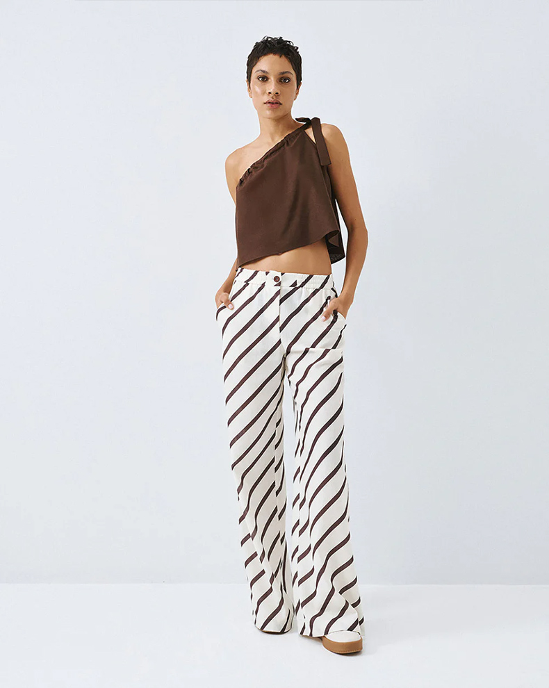 Striped Trousers With Elastic Waist - Access Fashion