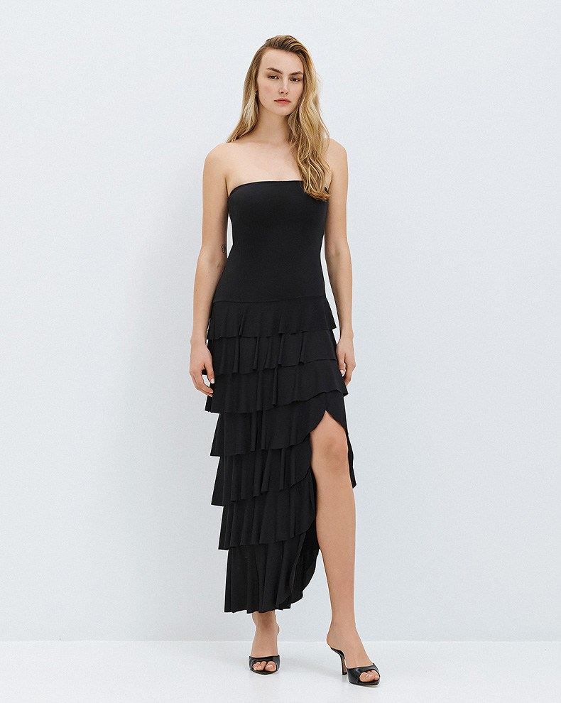 Strapless Dress With Ruffles - Access Fashion