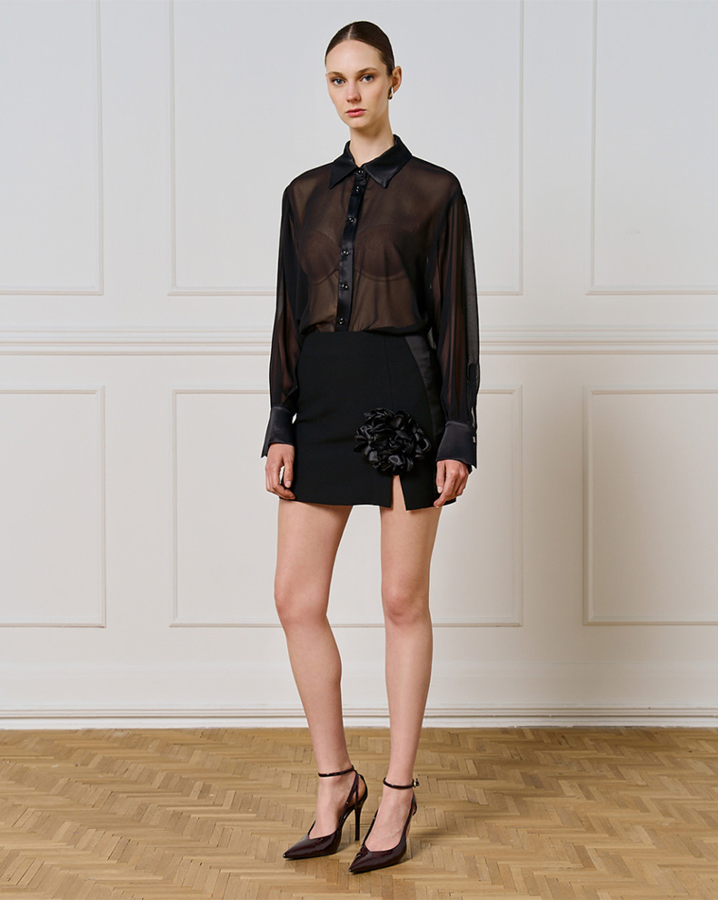 MOUSLIN SHIRT WITH PUFF SLEEVES