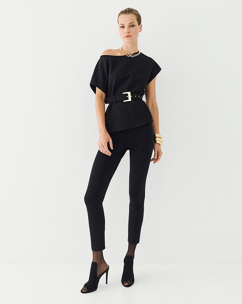 Blouse With Short Sleeves And Belt - Access Fashion