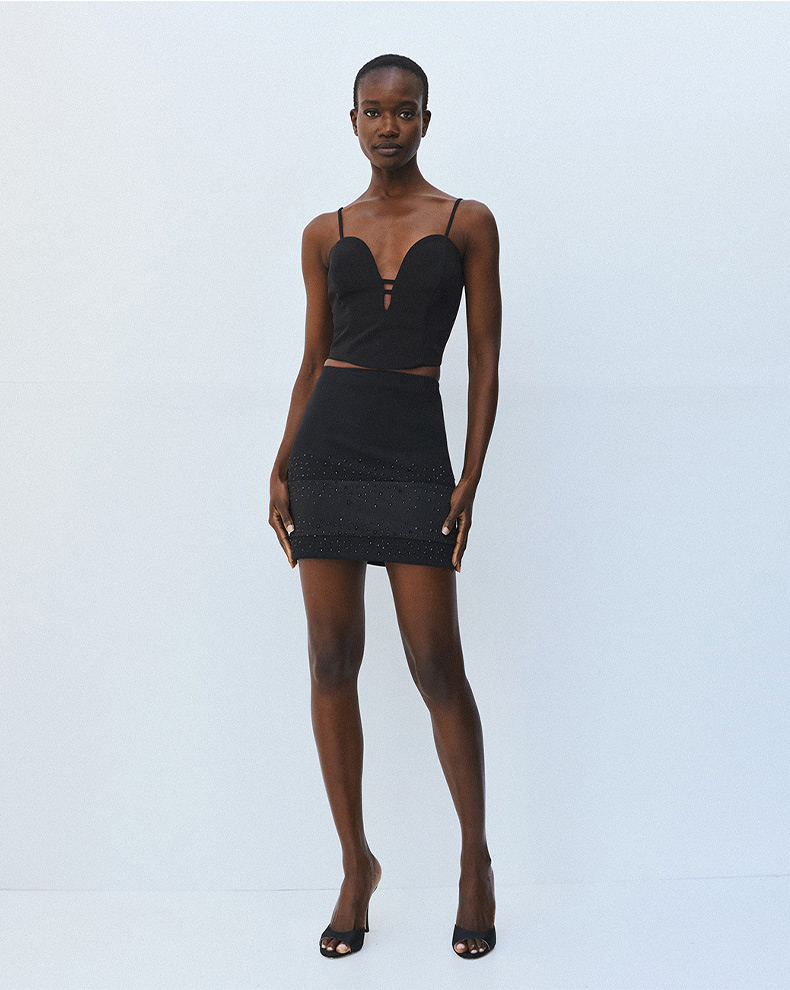 Mini Skirt With Rhinestones - Access Fashion
