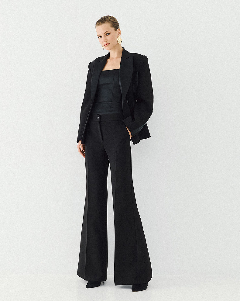 Bell Bottom Trousers With Pleats - Access Fashion