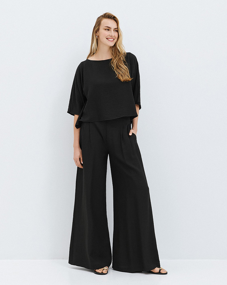 Wide Leg Pants With Pleats - Access Fashion