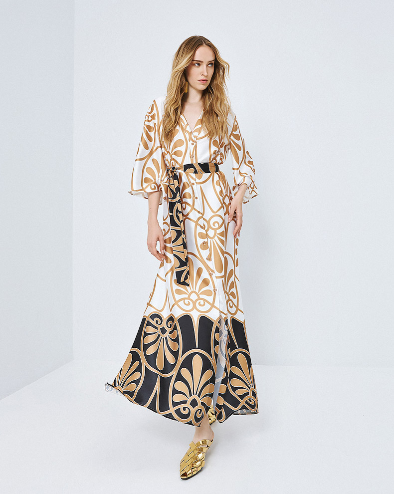 Printed dress with belt - Access Fashion