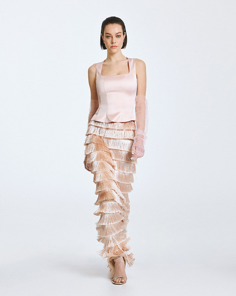 MIDI SKIRT WITH FRINGES - Access Fashion