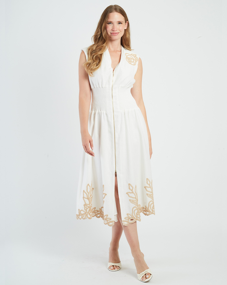 Dress With Frond Zip - Rene Derhy