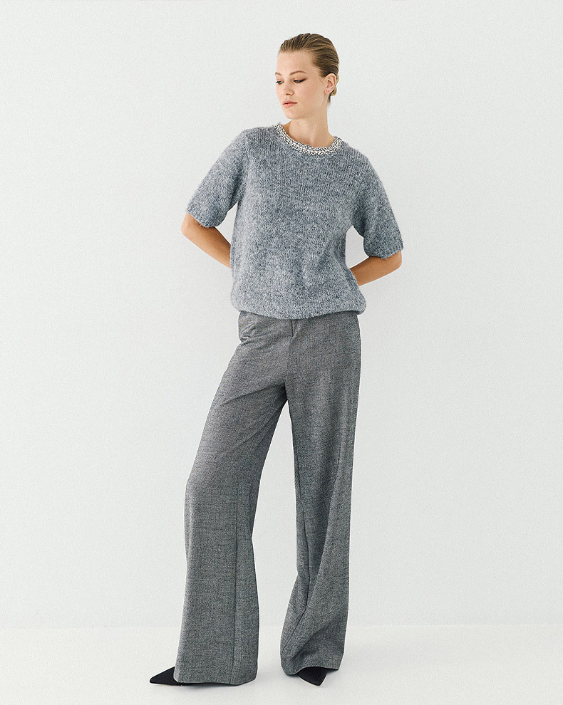 High-Waisted Tweed Pants - Access Fashion