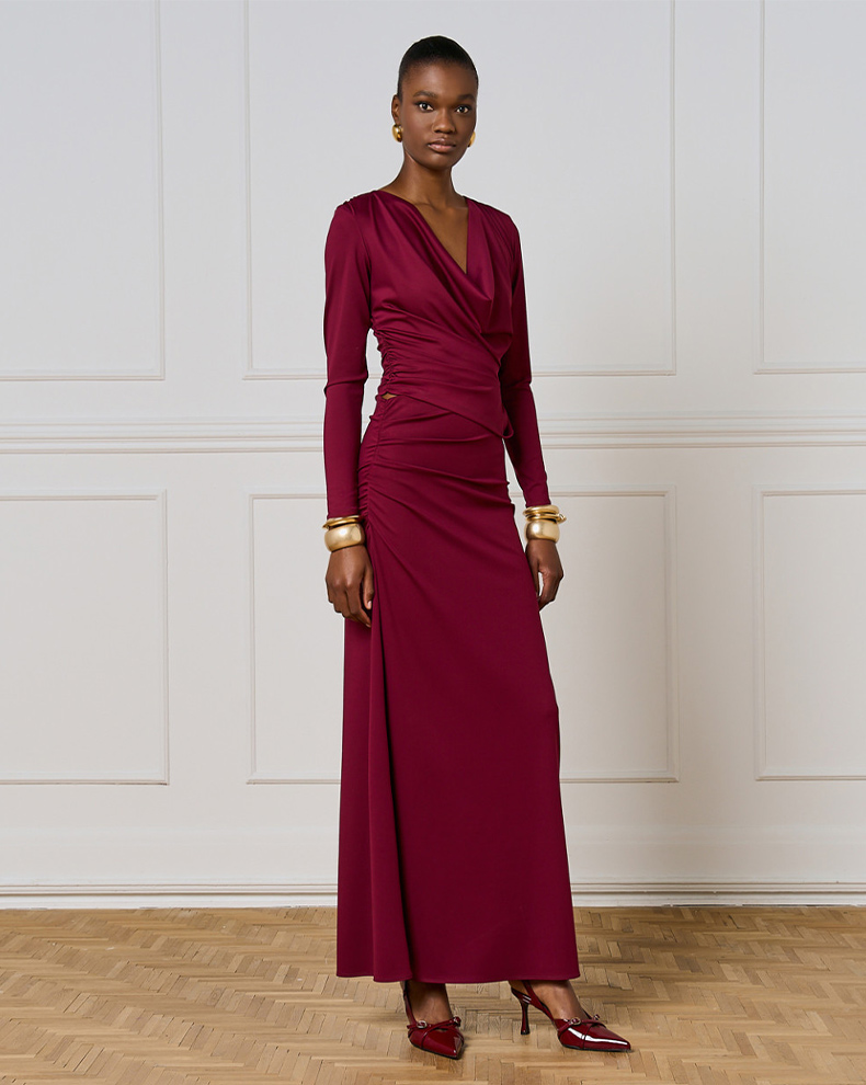 MAXI SKIRT WITH GATHERED DETAILS