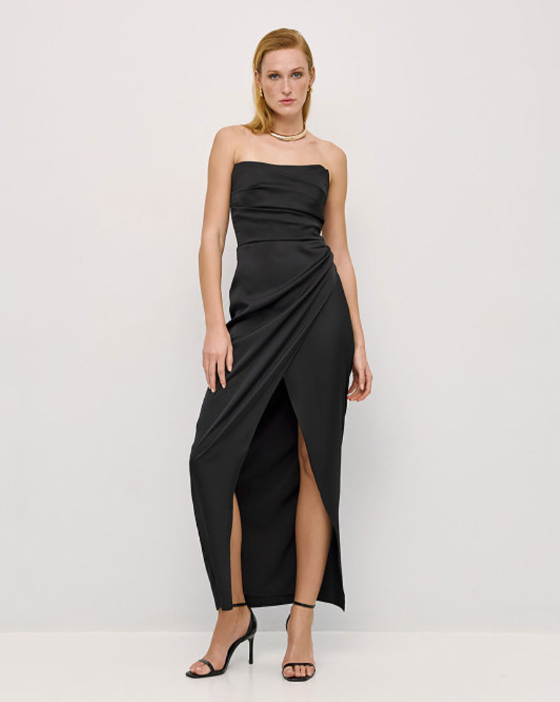 SATIN STRAPLESS DRESS