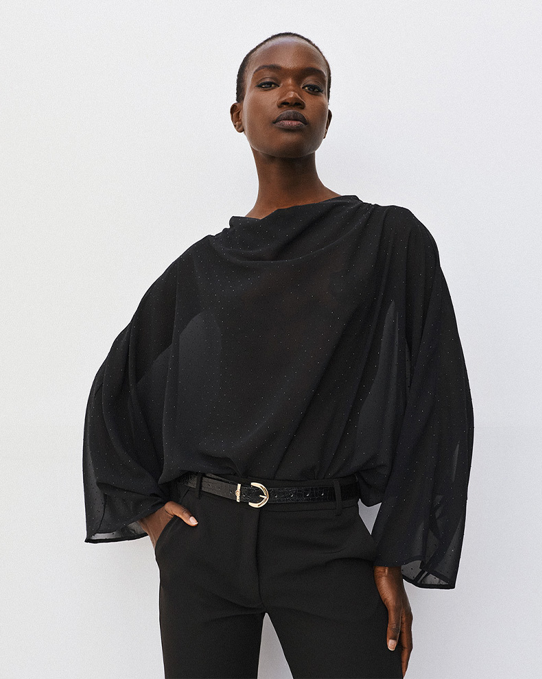 Asymmetrical Transparent Top With Rhinestones - Access Fashion