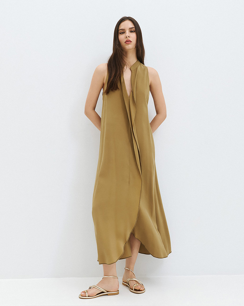 Sleeveless Midi Dress With Ruffles - Access Fashion