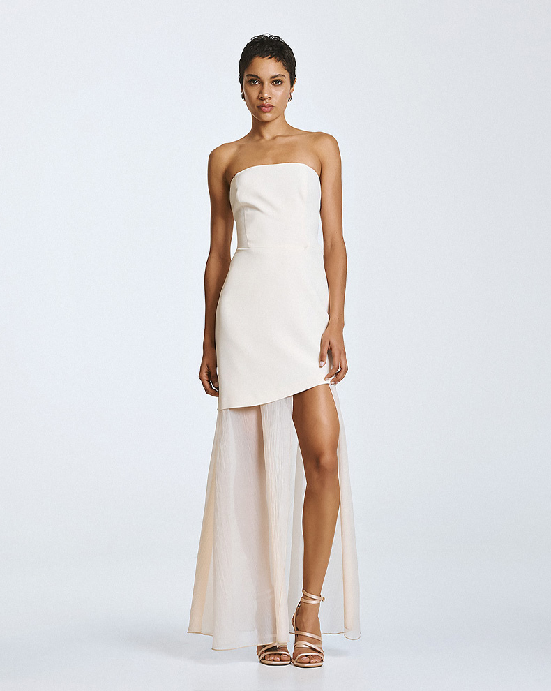 Strapless Dress With Transparent Hem - Access Fashion