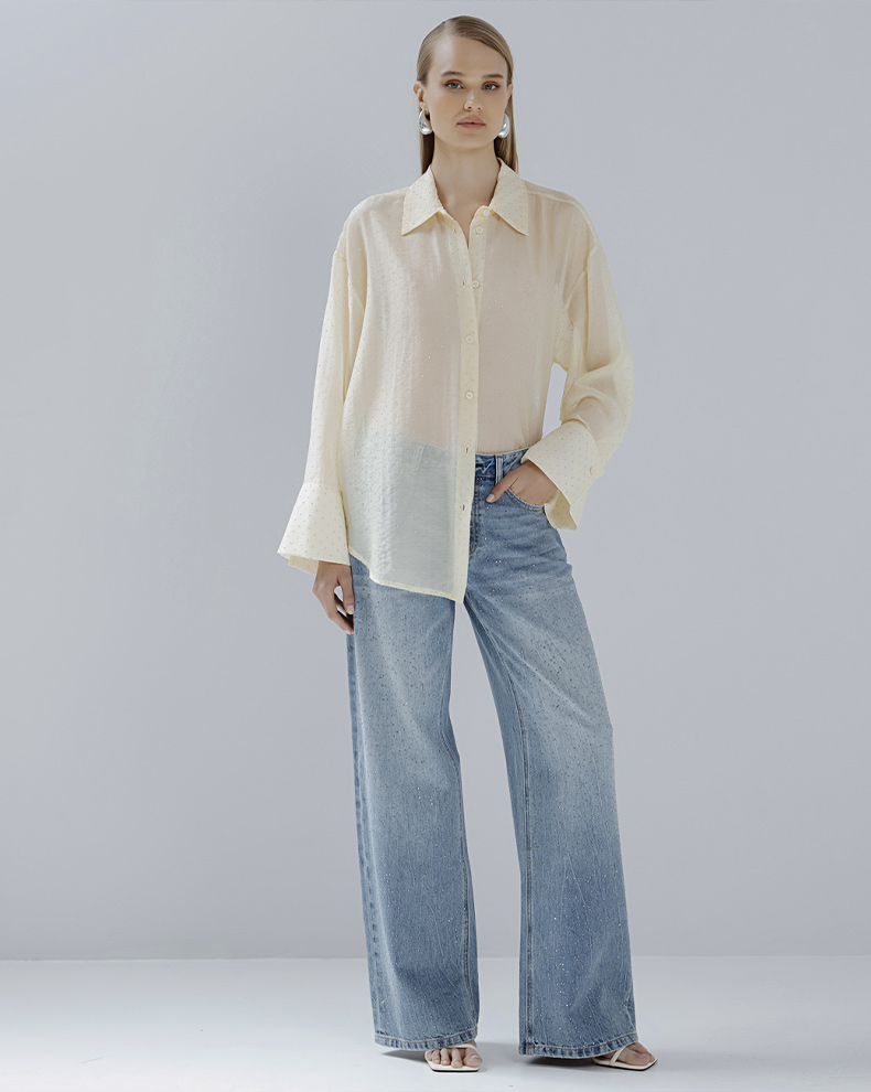 Denim Pants With Strass - Access Fashion