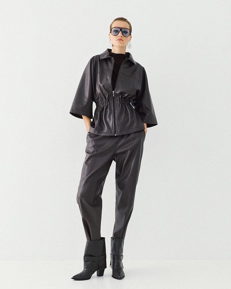 Faux Leather Pants With Elasticated Waist - Access Fashion