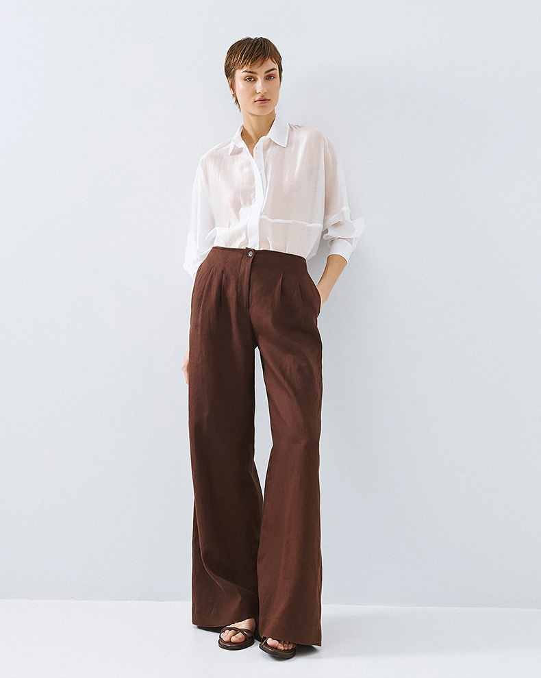 Wide Leg Trousers With Pleats - Access Fashion