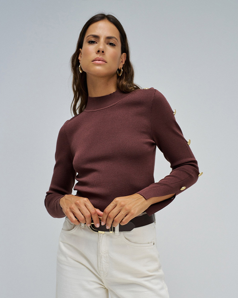 TURTLENECK SWEATER WITH BUTTON - Salsa Jeans