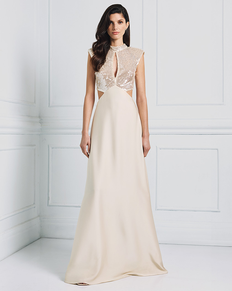 MAXI DRESS WITH SEQUIN TOP