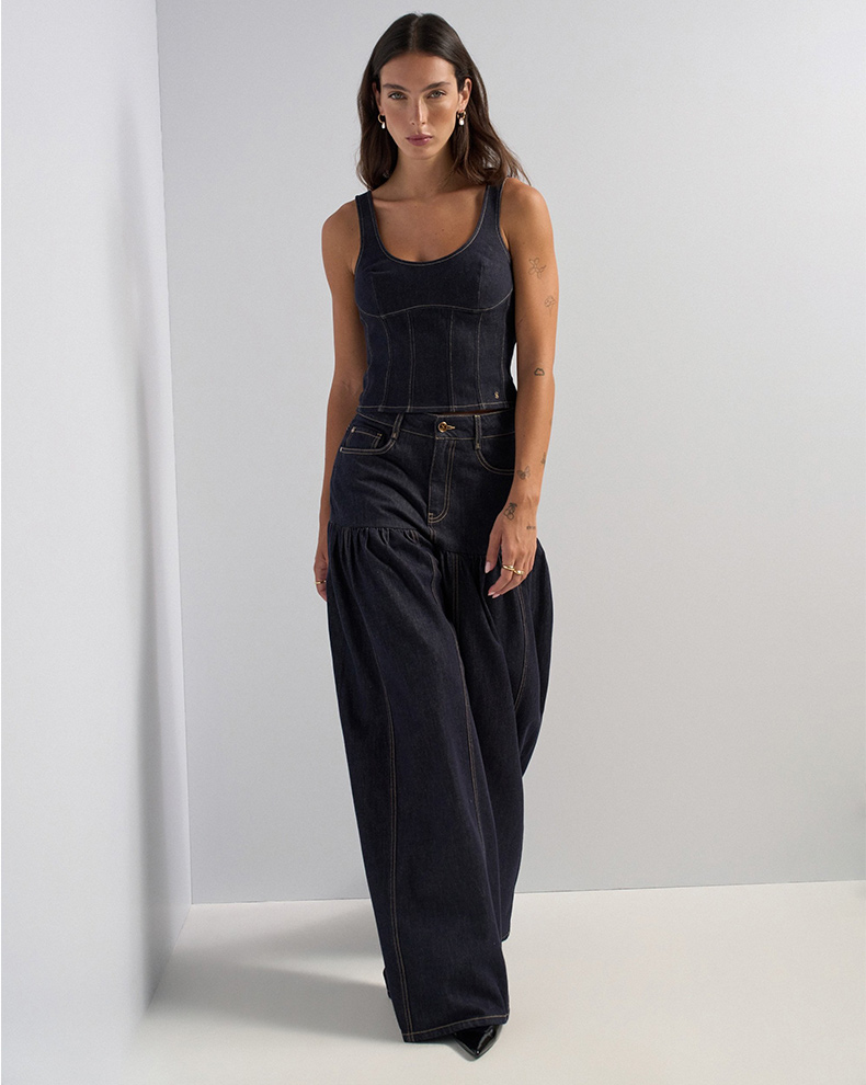 Super Wide Leg Skirt Effect Jeans - Salsa Jeans
