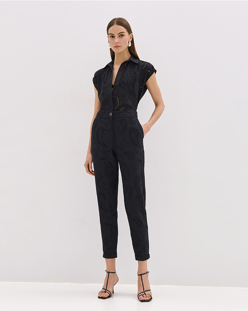 HIGH WAIST BRODERIE PANTS