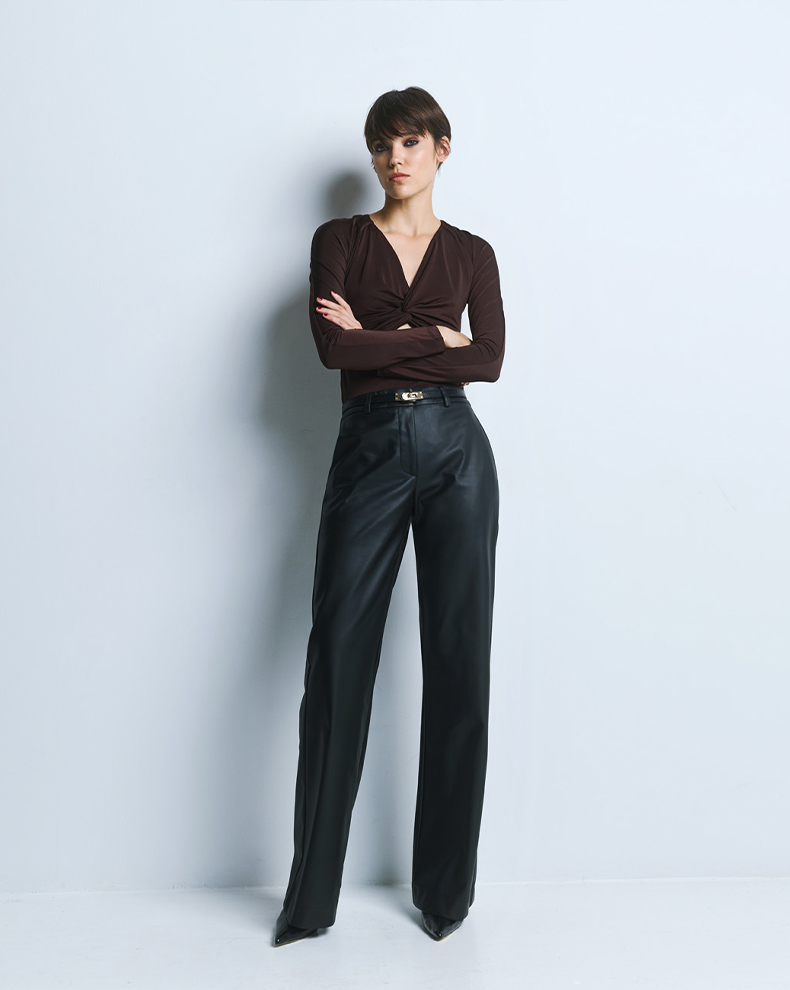 Faux Leather Flared Pants - Access Fashion