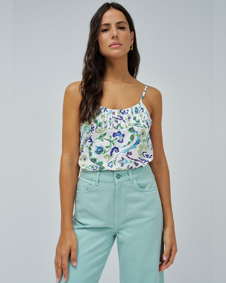 STRAPPY TOP WITH NECKLINE PLEAT