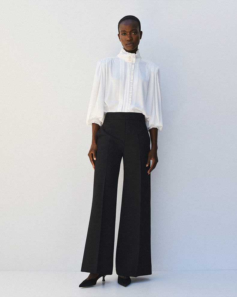 High Neck Shirt With Ruffles - Access Fashion