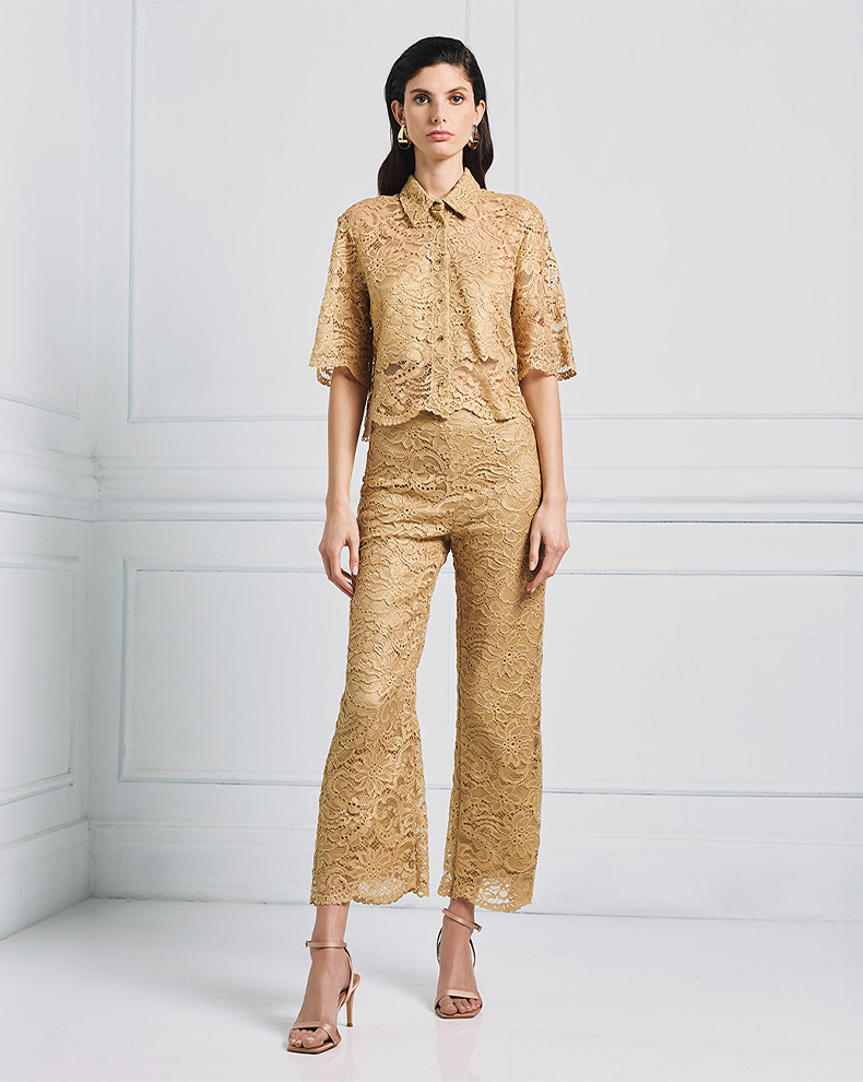 LACE CROPPED TROUSERS PANTS