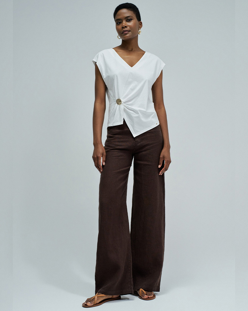 T-shirt With Removable Gold Metallic Application - Salsa Jeans