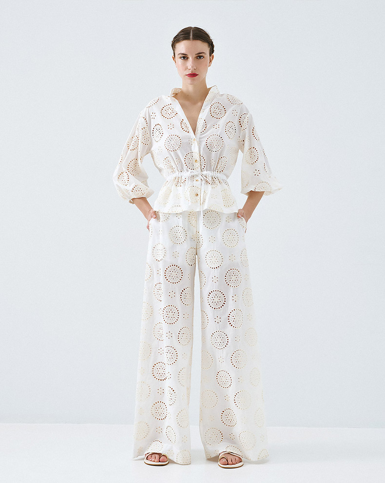 Wide leg embroidered trousers - Access Fashion