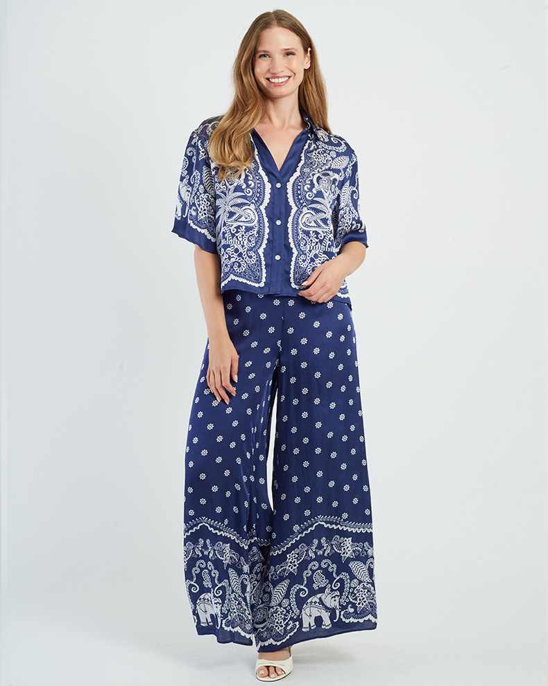 Printed Wide Leg Trousers - Rene Derhy