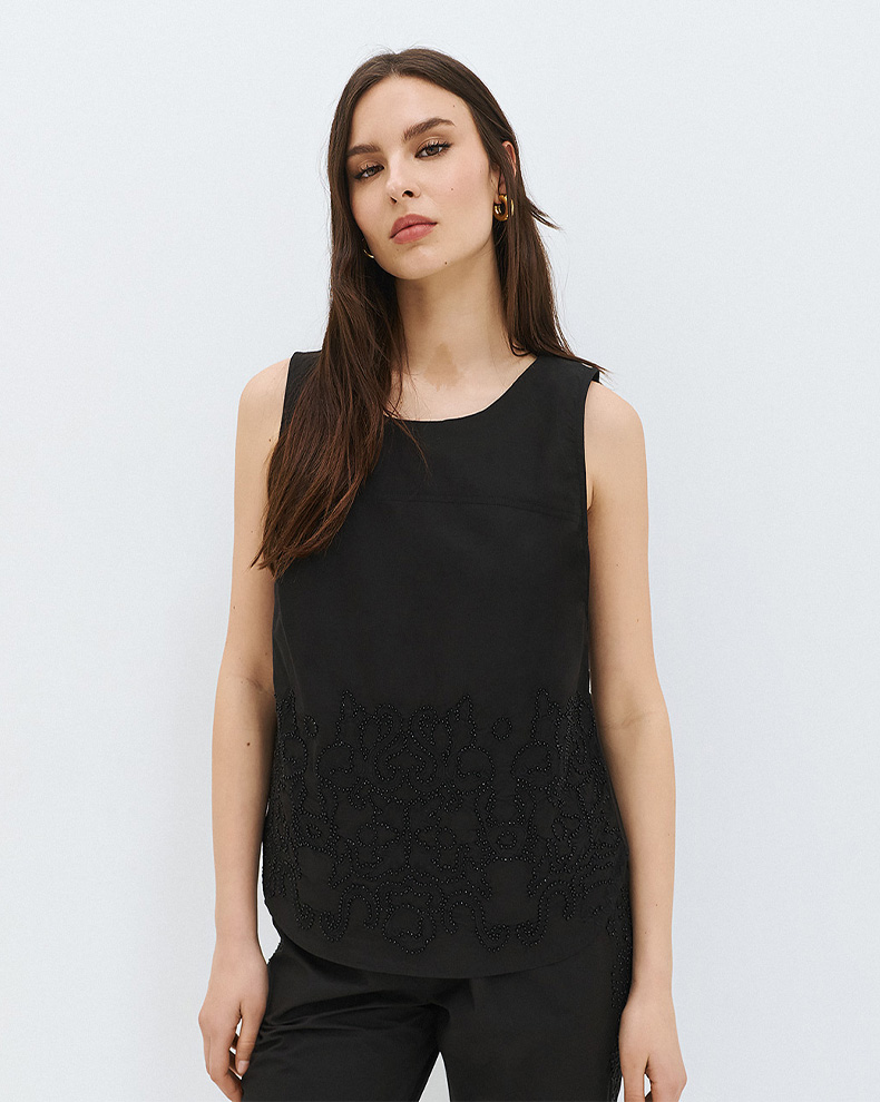Sleeveless Top With Embroidery - Access Fashion
