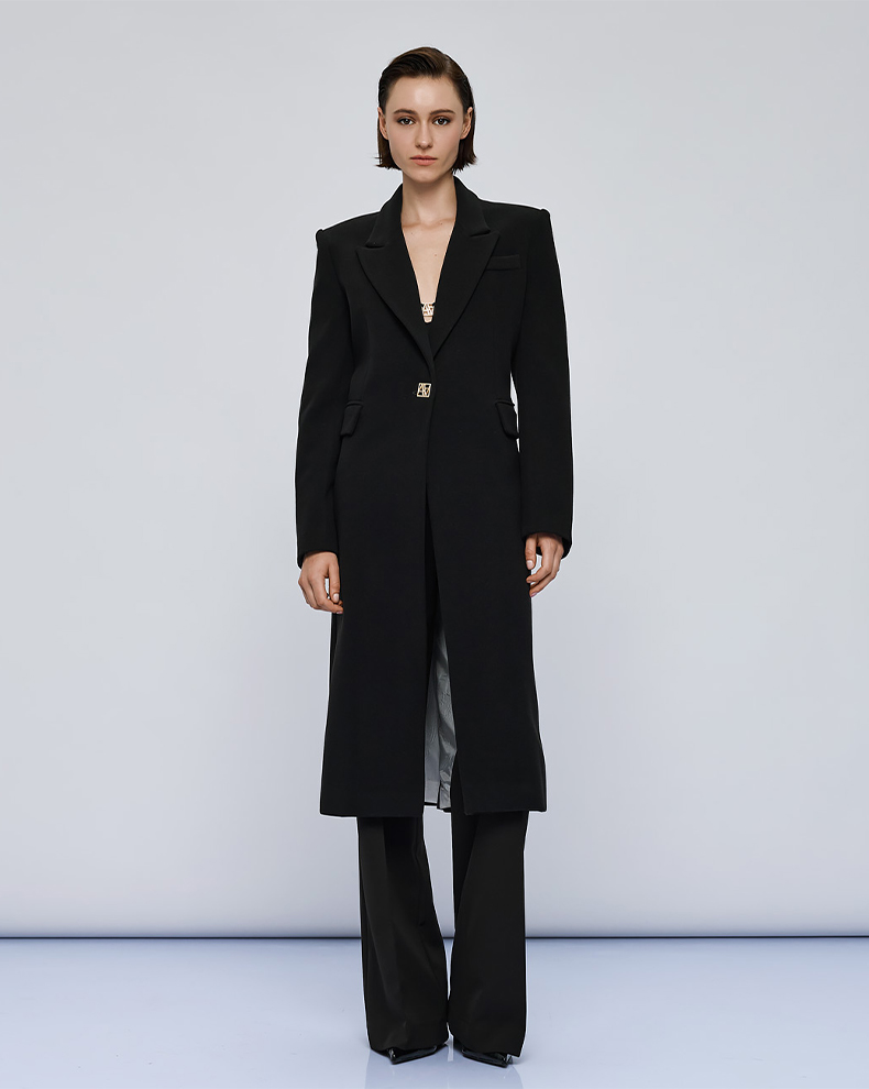 LONG COAT WITH MONOGRAM BUTTON