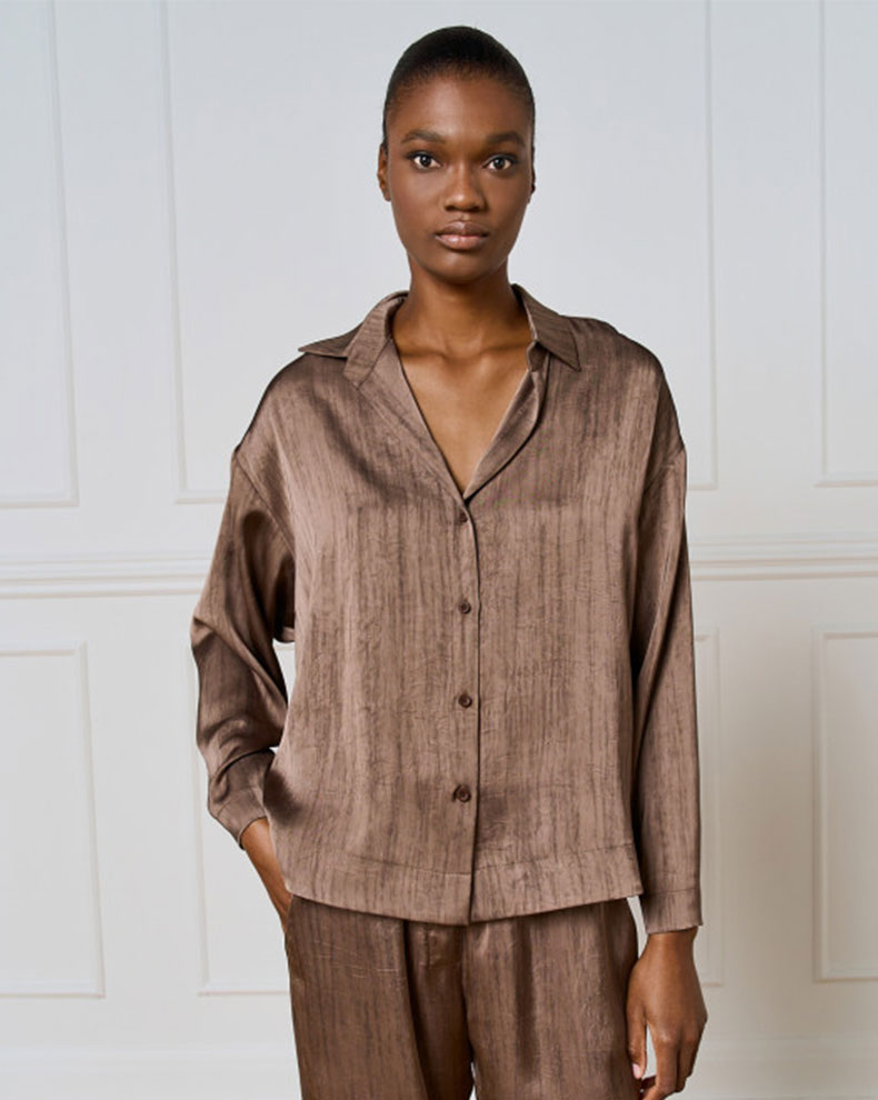 SATIN SHIRT WITH CRINKLED EFFECT