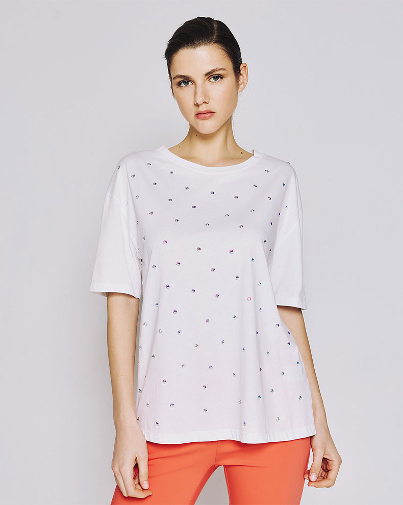 T-shirt oversized με στρας